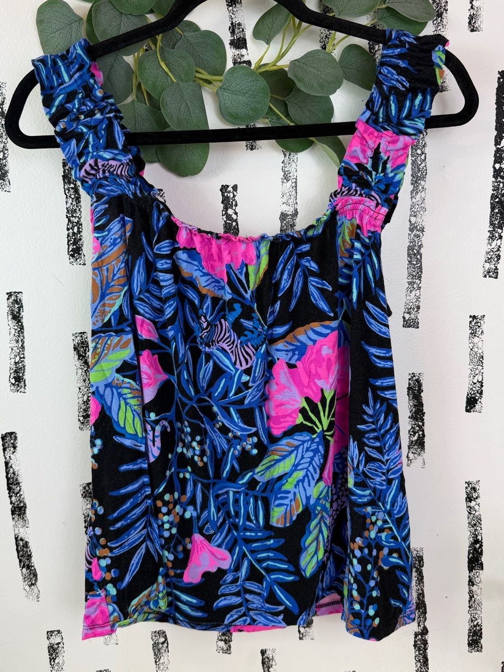 Lilly Pulitzer Damalia Knit Lounge PJ Tank Onyx Earned Stripes Size Small